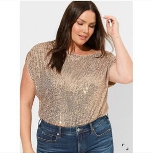 Torrid 3X Gold Sequin Off The Shoulder Top NEW Party Club NYE